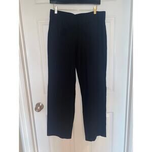 Eileen Fisher Crepe Knit Stretch Pants Black Elastic Waist Straight Leg Size M